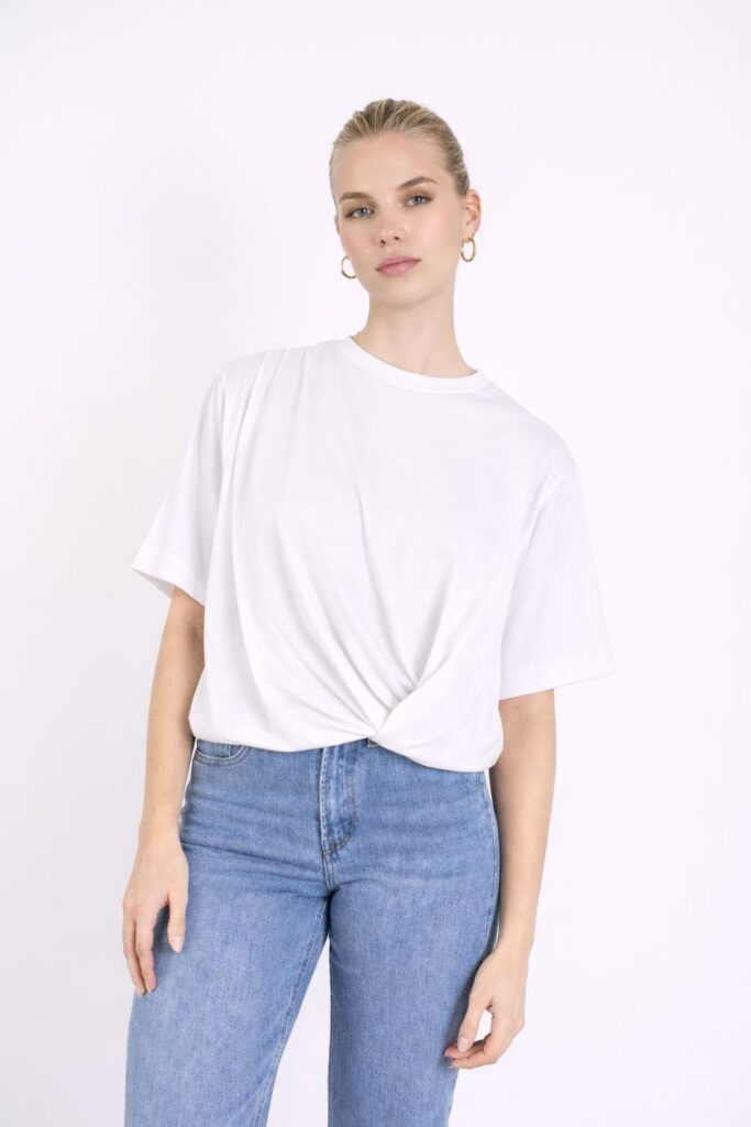 T-SHIRT CON ARRICCIATURA SUL FONDO - Bianco, TU 