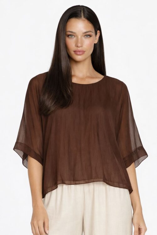 BLUSA IN MISTO SETA CON MANICA AMPIA