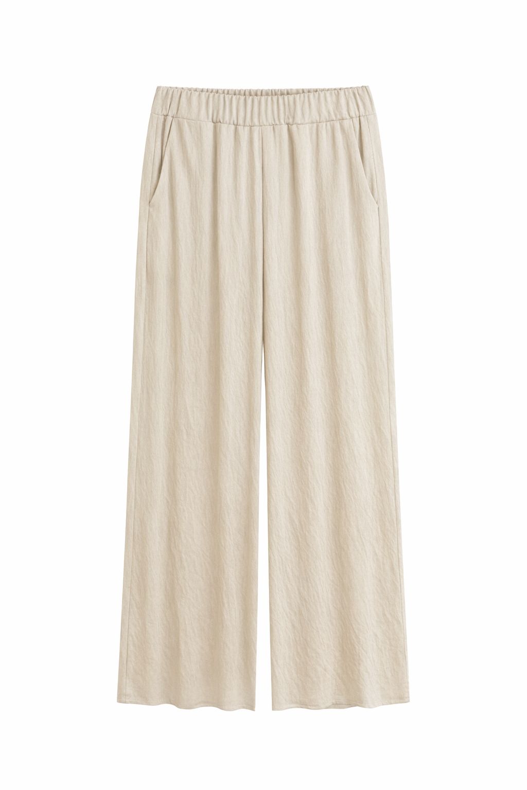 Copilot_20260409_134041 PANTALONE AMPIO IN TENCEL CON VITA ELASTICIZZATA - Burro, S