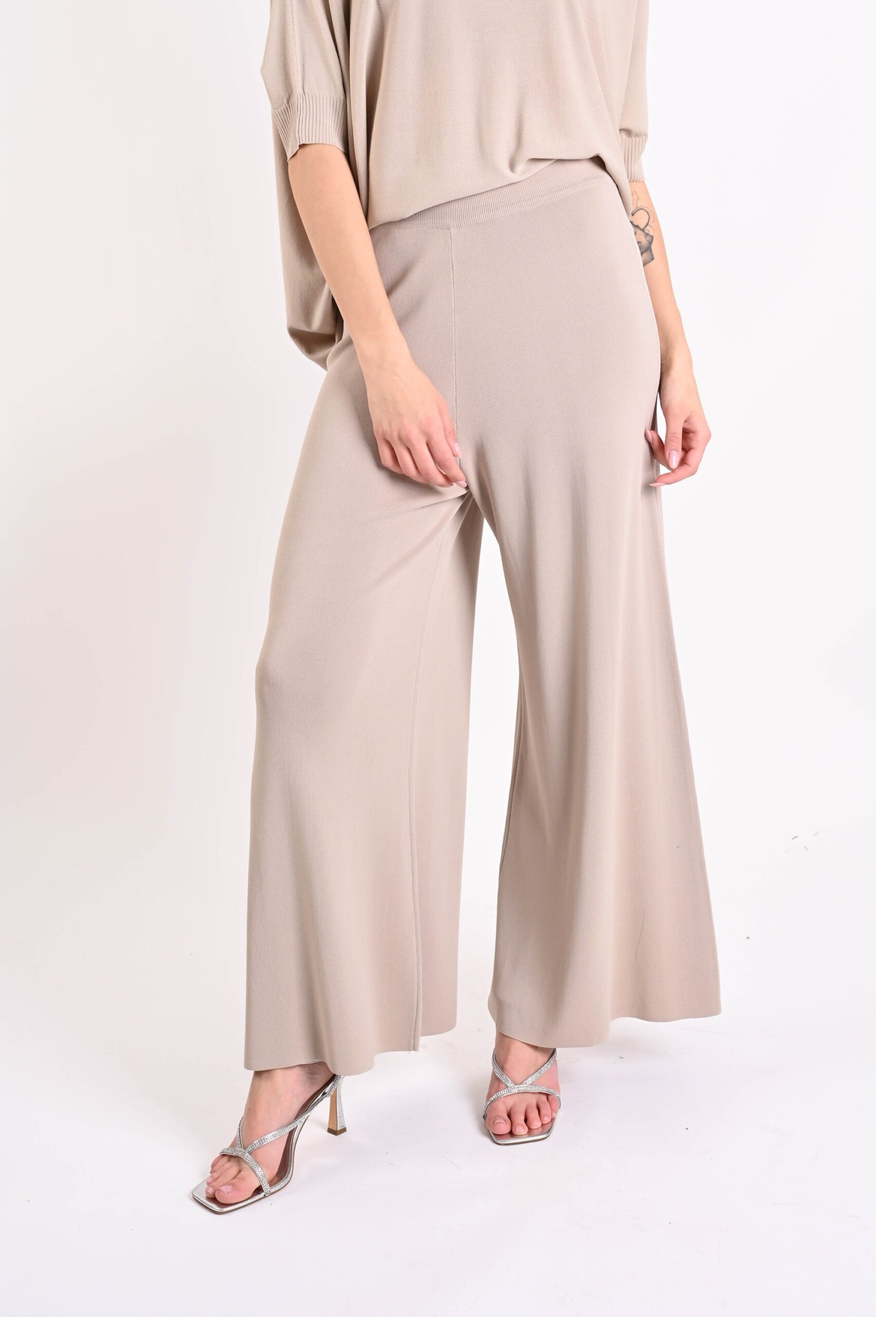 DSC_2409 PANTALONI IN MAGLIA - Beige, TU