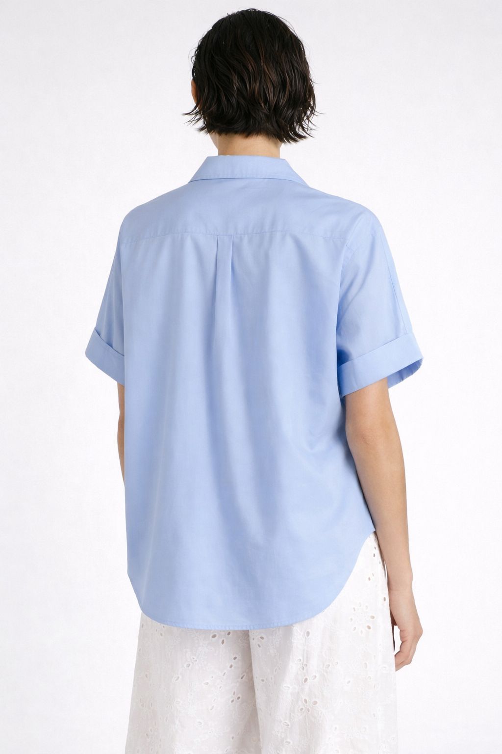 CAMICIA A MANICHE CORTE SCOLLO A V IN COTONE - immagine 3