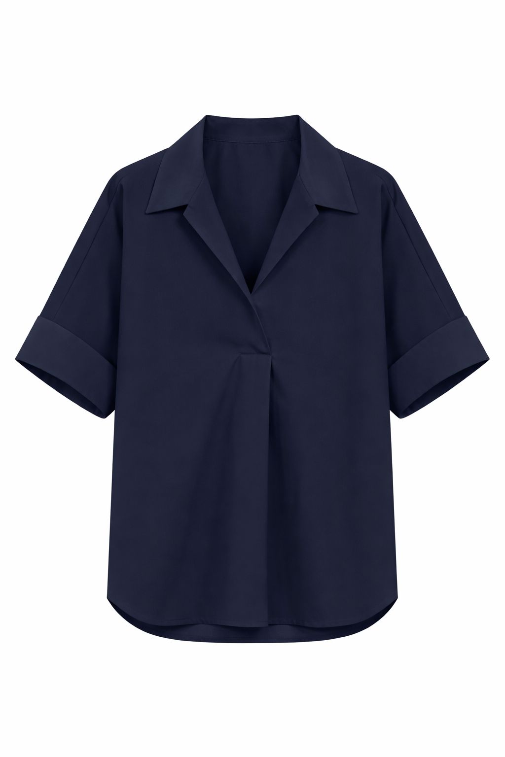 LM16155U-06_BLU CAMICIA A MANICHE CORTE SCOLLO A V IN COTONE - Blu, TU