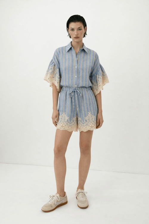 PANTALONCINI CON INSERTI IN PIZZO