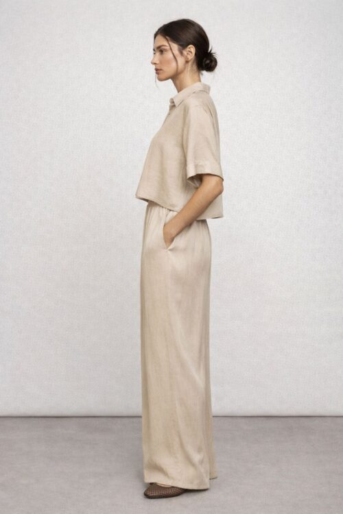 Alternative view of PANTALONE AMPIO IN TENCEL CON VITA ELASTICIZZATA