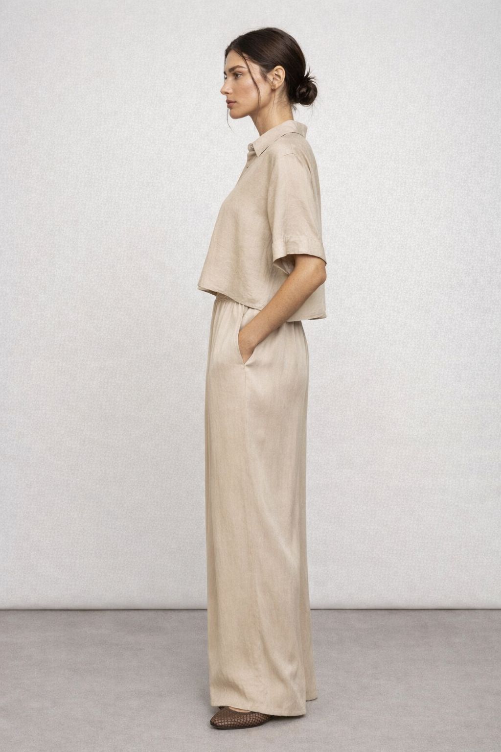 PANTALONE AMPIO IN TENCEL CON VITA ELASTICIZZATA - immagine 2