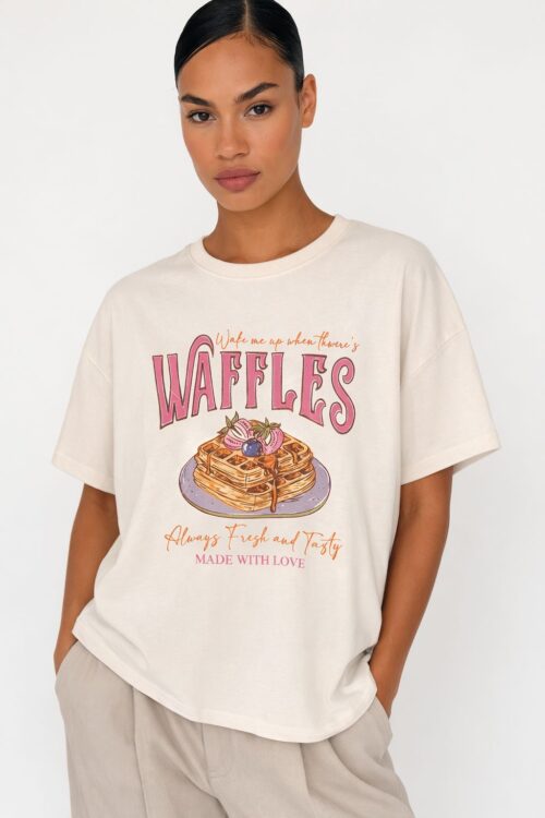 T-SHIRT DONNA OVERSIZE CON STAMPA WAFFLES