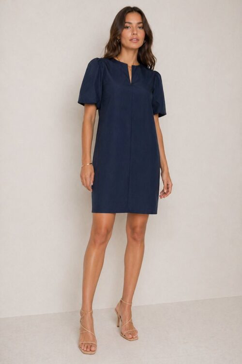 Alternative view of ABITO IN POPELINE CON MANICHE A PALLONCINO E SCOLLO A V