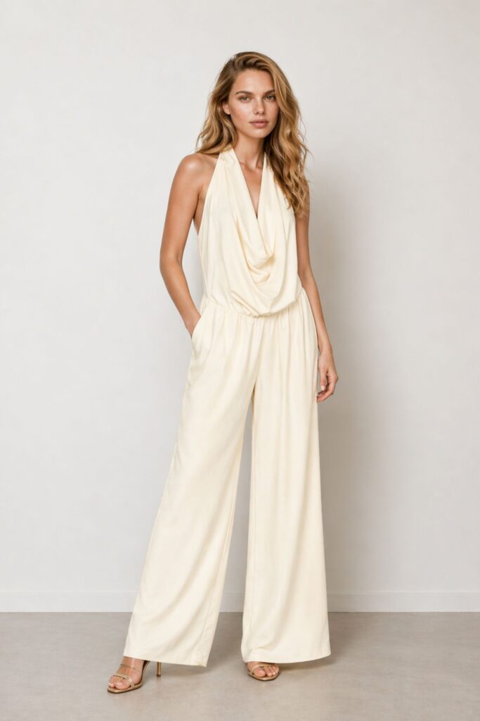 TUTA CON COLLO ALL’AMERICANA E SPALLE SCOPERTE 