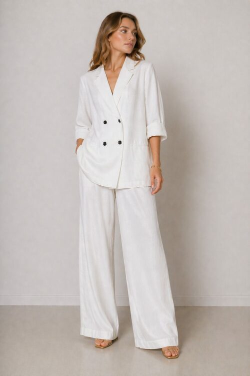 Alternative view of PANTALONI A PALAZZO IN MISTO LINO