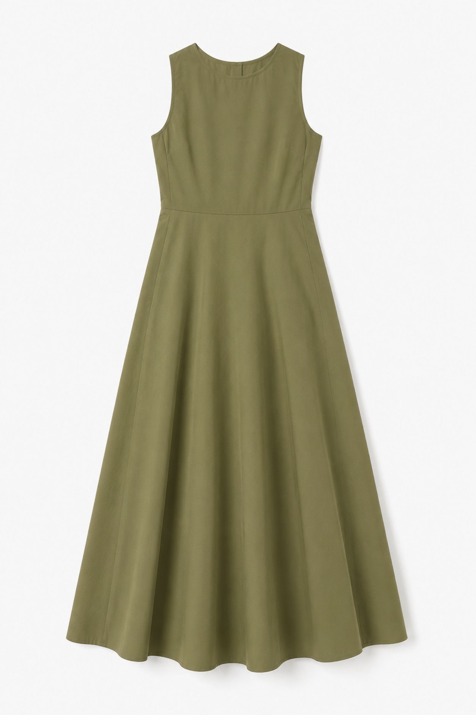 29 ABITO SVASATO SENZA MANICHE IN COTONE - Verde khaki, S