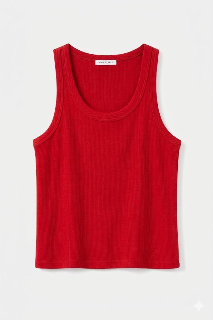 52ce9f35-54a7-4bdc-8b72-d77c79dea3d8 CANOTTA IN MAGLIA A COSTINE CON SCOLLO TONDO - Rosso, TU