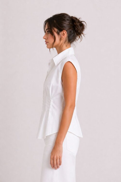 Alternative view of CAMICIA SENZA MANICHE CON PIEGHE