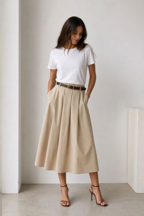 GONNA IN POPELINE CON CINTURA