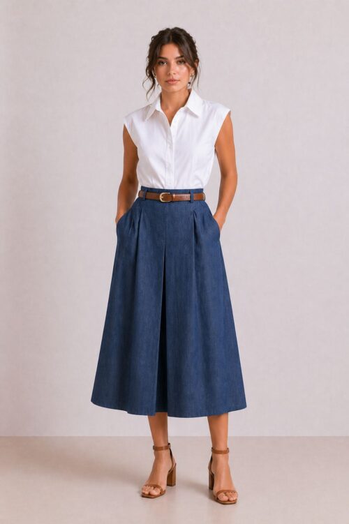 GONNA IN DENIM CON CINTURA