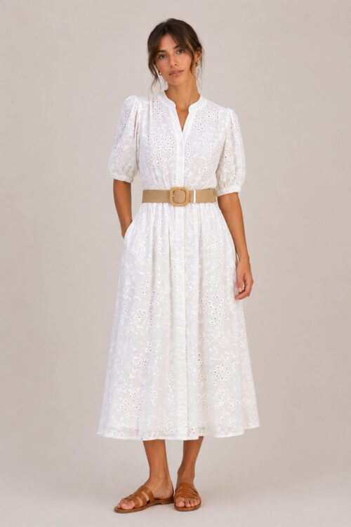 ABITO CHEMISIER IN PIZZO SANGALLO CON CINTURA