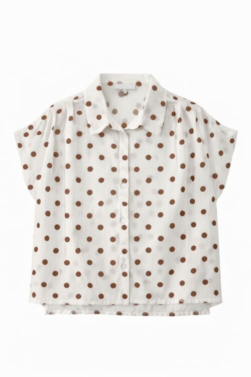CAMICIA A MANICHE CORTE A POIS IN TENCEL