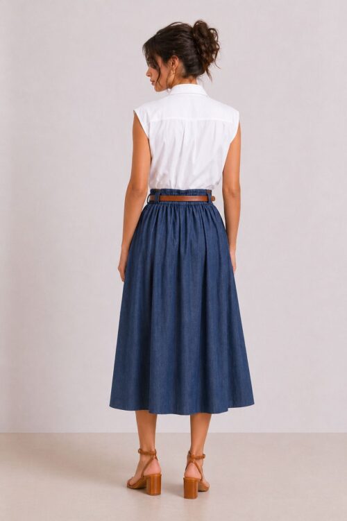 Alternative view of GONNA IN DENIM CON CINTURA