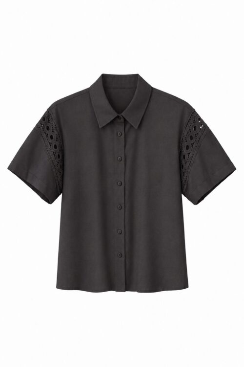 CAMICIA CON INSERTO DI PASSAMANERIA SULLA MANICA