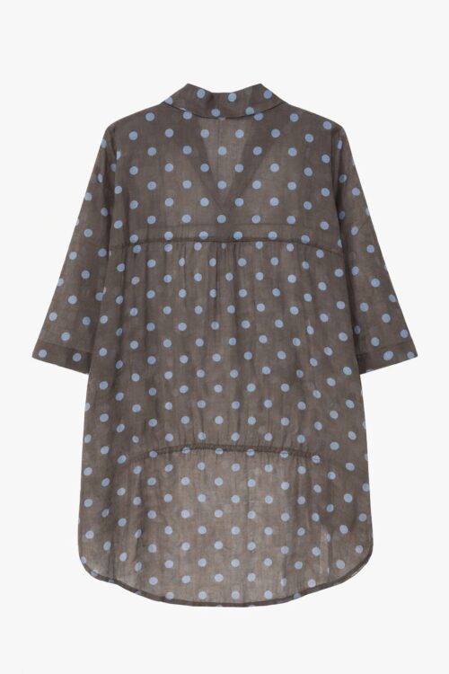 Alternative view of CAMICIA TAGLIO ASIMMETRICO E COULISSE FRONTALE A POIS