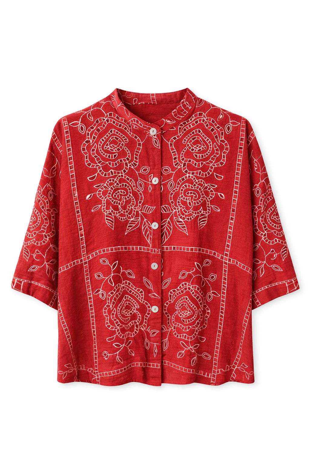 BCO.095b9b1d-7658-4524-8976-9942058f8f52 CAMICIA IN SANGALLO RICAMATO E TRAFORATO - Ινδία, TU