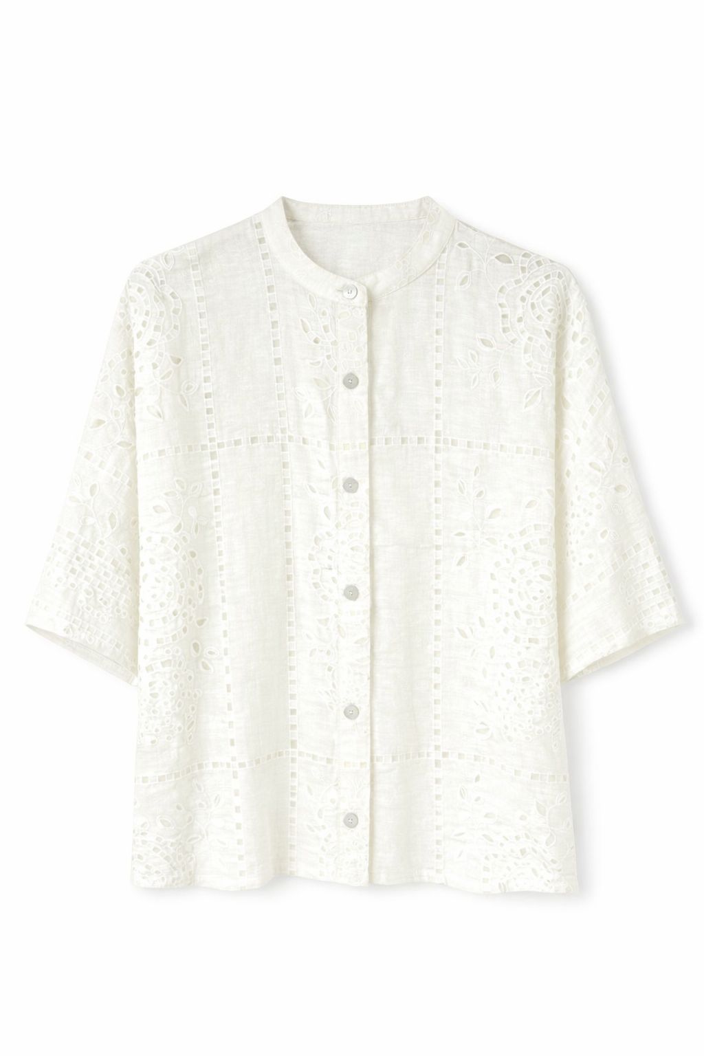 BCO.3075a1f7-f337-4744-b8c5-d135aa847fa4 CAMICIA IN SANGALLO RICAMATO E TRAFORATO - Βούτυρο, TU