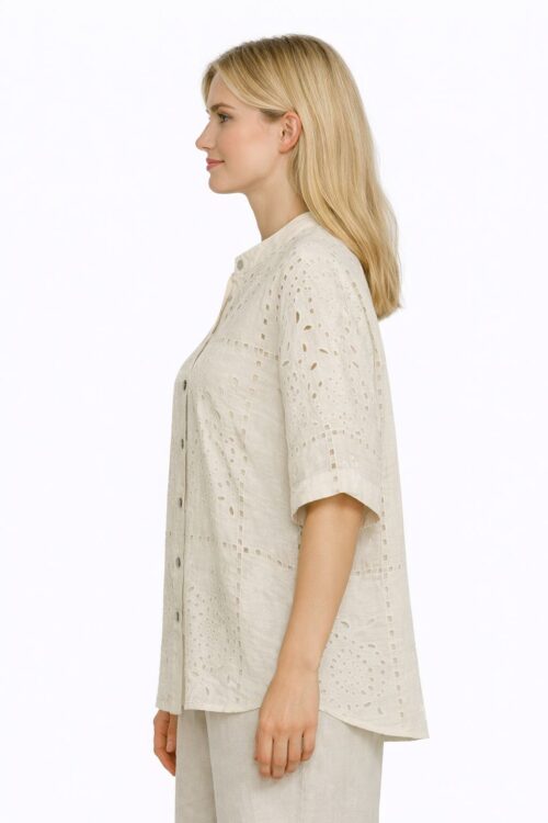 Alternative view of CAMICIA IN SANGALLO RICAMATO E TRAFORATO