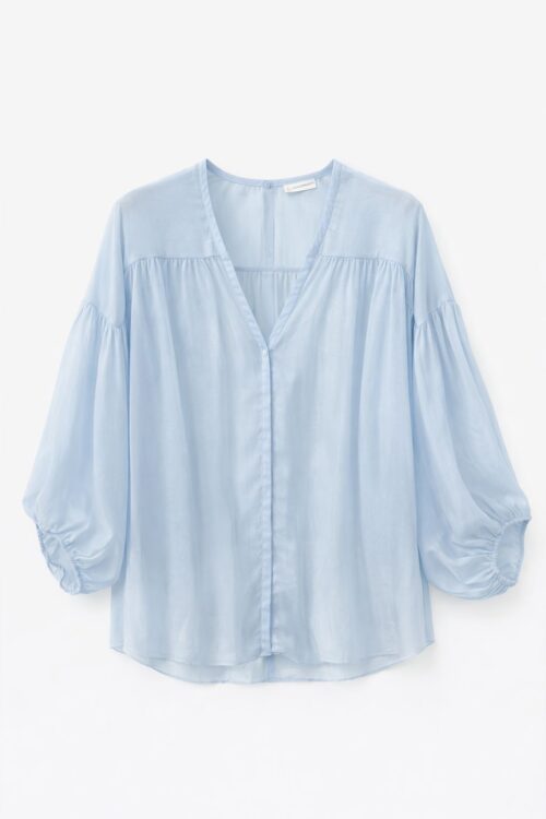 BLUSA IN MISTO SETA CON SCOLLO A V E MANICHE A 3/4