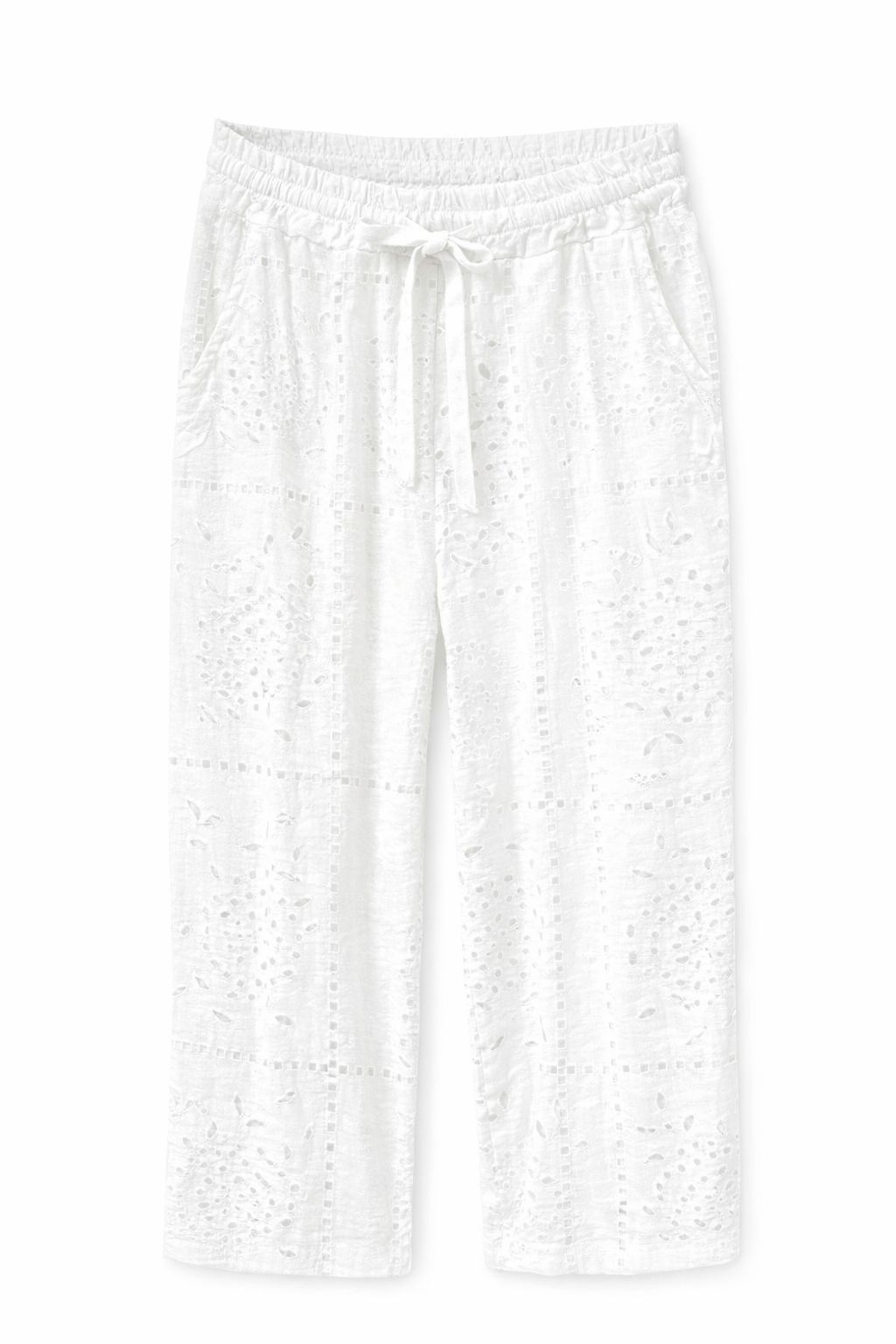 BCO.fd888267-76c4-4250-89b9-b22c8cd7675c PANTALONI IN SANGALLO RICAMATO E TRAFORATO - Λευκό, S