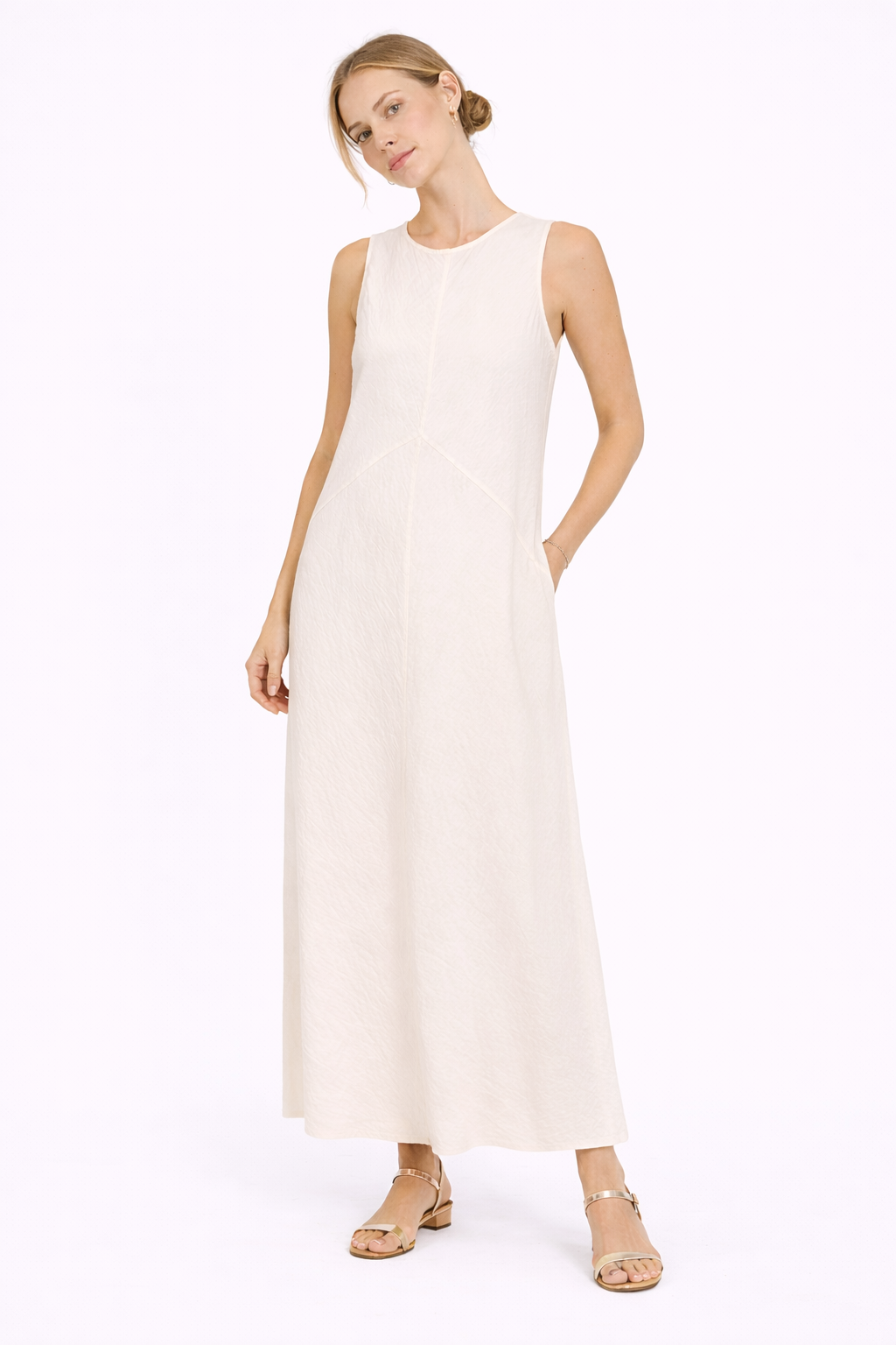 ABITO LUNGO IN MISTO LINO SMANICATO