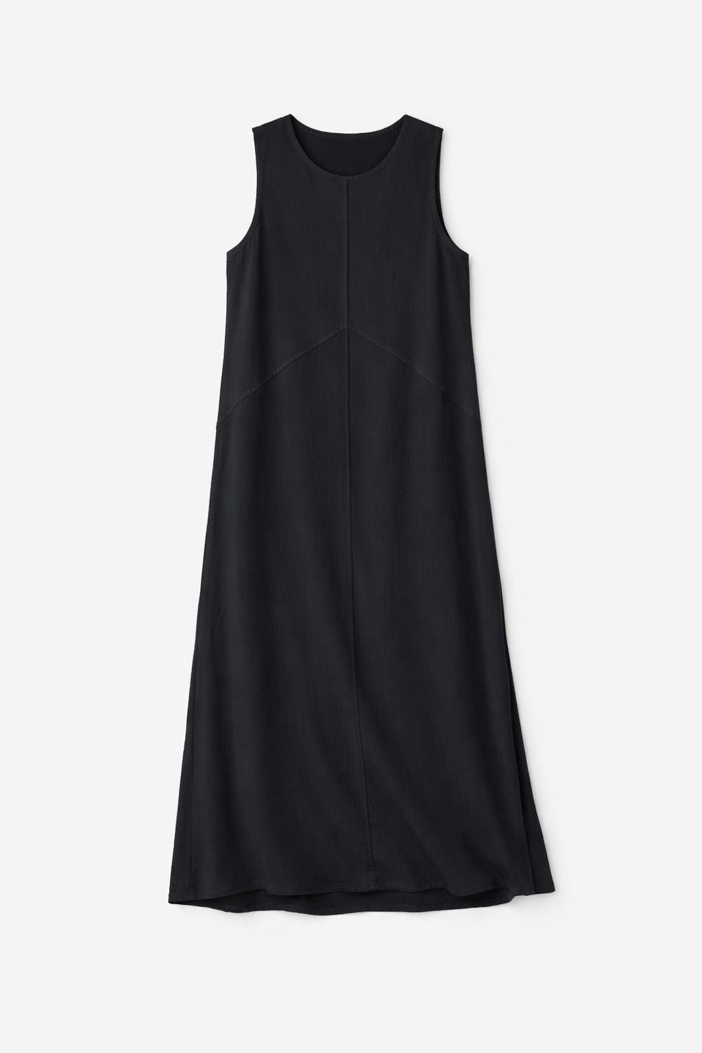 BM26222-06_NERO ABITO LUNGO IN MISTO LINO SMANICATO - Nero, S