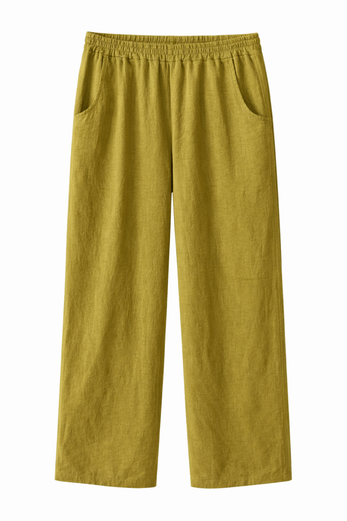 PANTALONI IN MISTO LINO - Senape, TU 