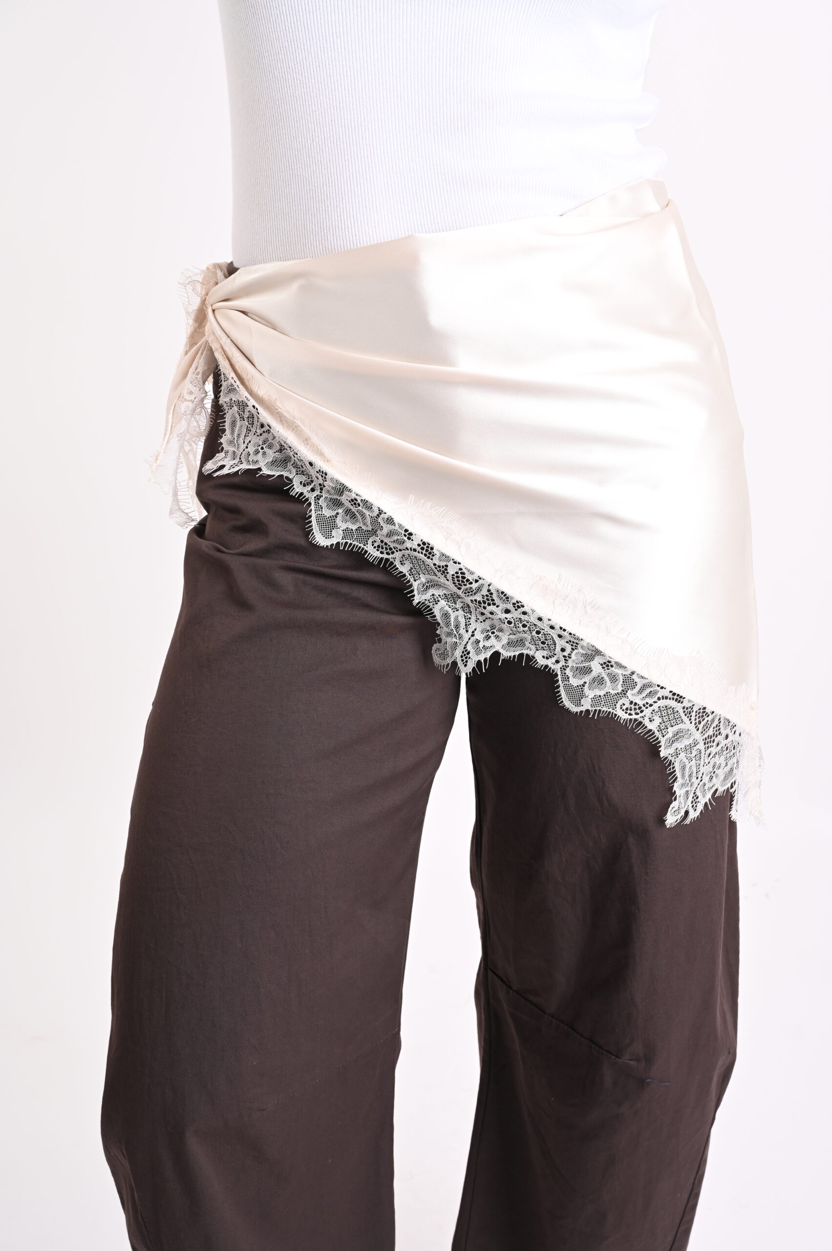 DSC_3651 FOULARD A TRIANGOLO CON BORDI IN PIZZO - Beige, TU