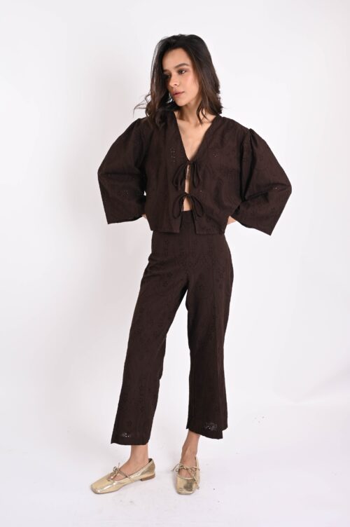 PANTALONI IN SANGALLO CON ZIP SUL LATO