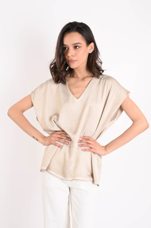 BLUSA SCOLLO A V TINTO FREDDO