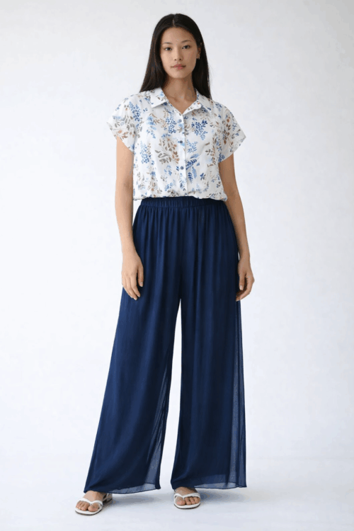 PANTALONI AMPI IN MISTO SETA