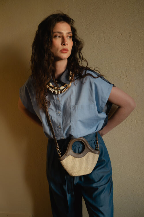 MINI BAG IN PAGLIA CON MANICO RIGIDO