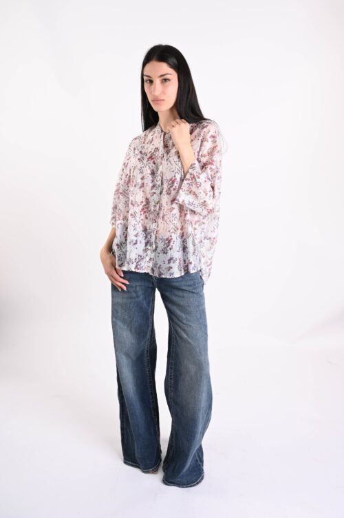 Alternative view of CAMICIA CON COLLO ALLA COREANA STAMPA FIORI