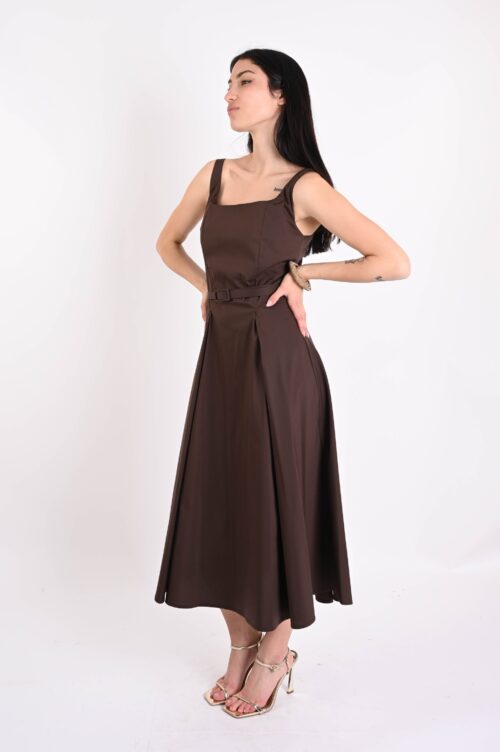 ABITO LUNGO IN POPELINE CON CINTURA