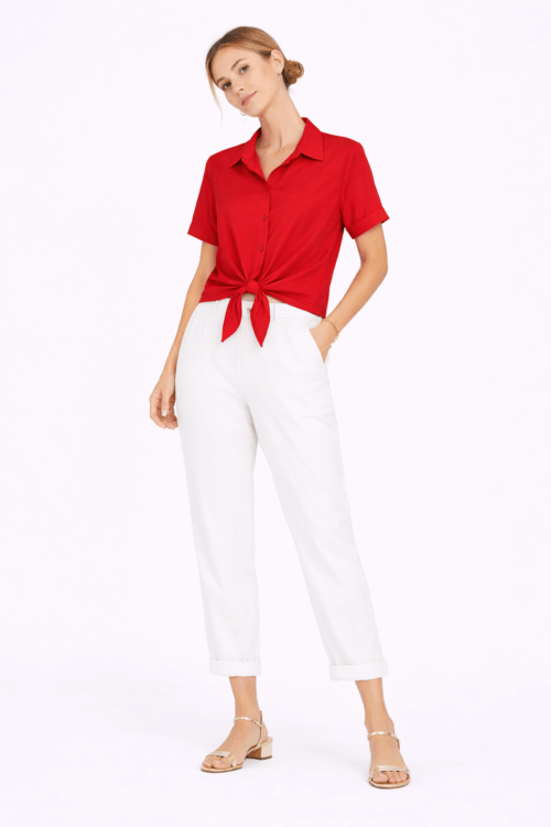 CAMICIA IN VISCOSA CON NODO FRONTALE