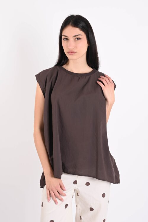 TOP SMANICATO IN COTONE