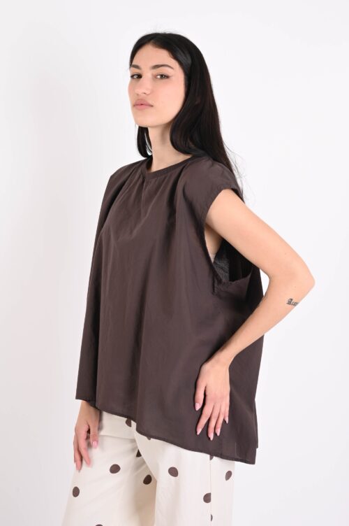 Alternative view of TOP SMANICATO IN COTONE