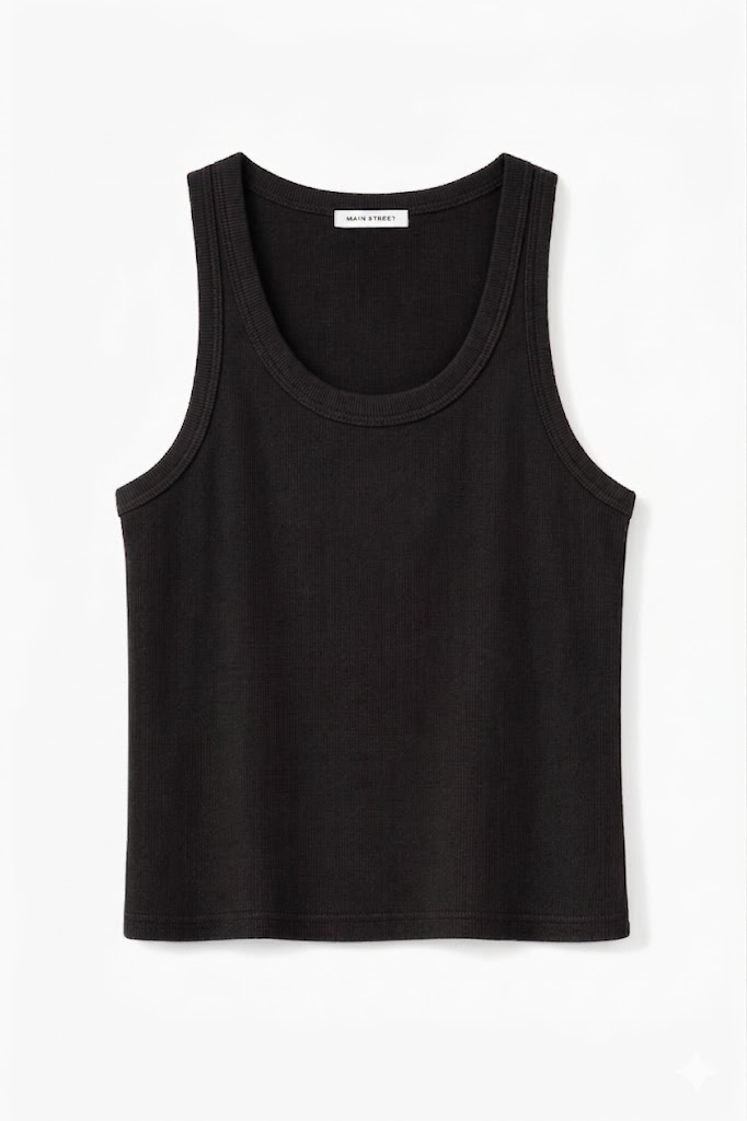 a7cb755a-0e72-40b8-87fd-834428f3baf2 CANOTTA IN MAGLIA A COSTINE CON SCOLLO TONDO - Nero, TU