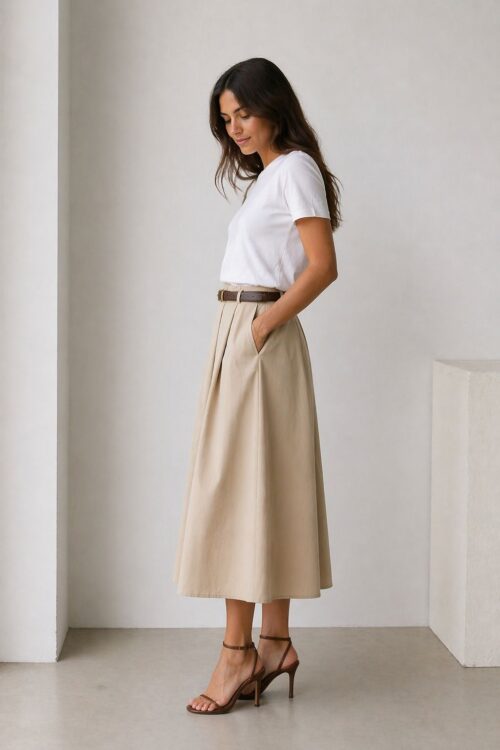 Alternative view of GONNA IN POPELINE CON CINTURA