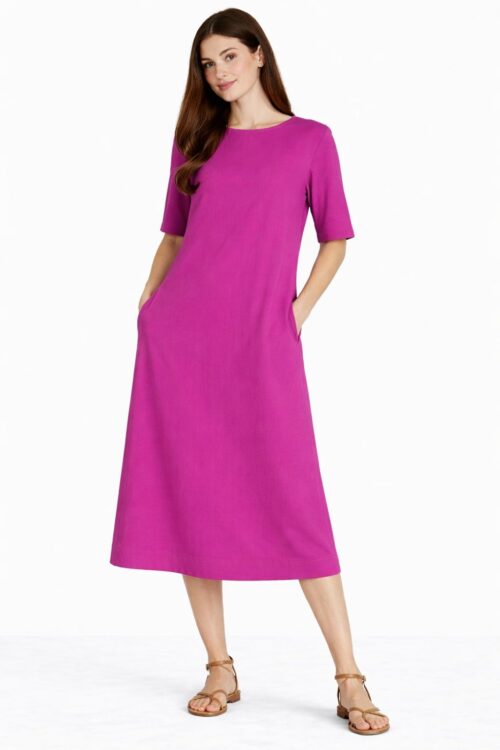 Alternative view of ABITO A MANICHE CORTE IN POPELINE