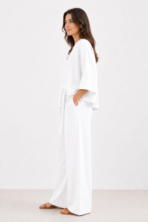 Alternative view of PANTALONI IN MISTO LINO CON FUSCIACCA IN VITA