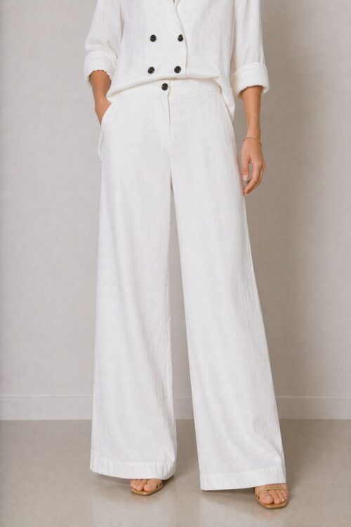 PANTALONI A PALAZZO IN MISTO LINO
