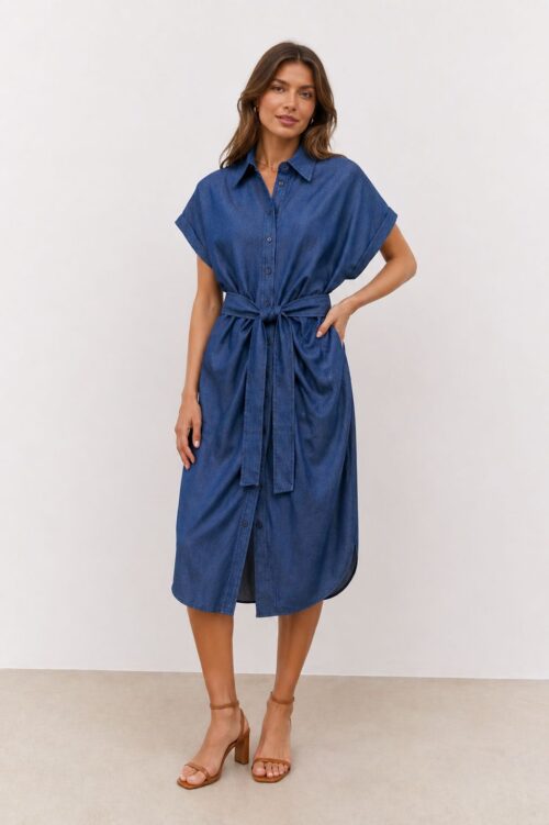 ABITO CHEMISIER IN DENIM A MANICHE CORTE