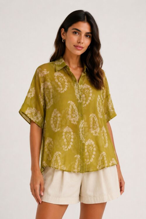 CAMICIA ASIMMETRICA FANTASIA IN TENCEL