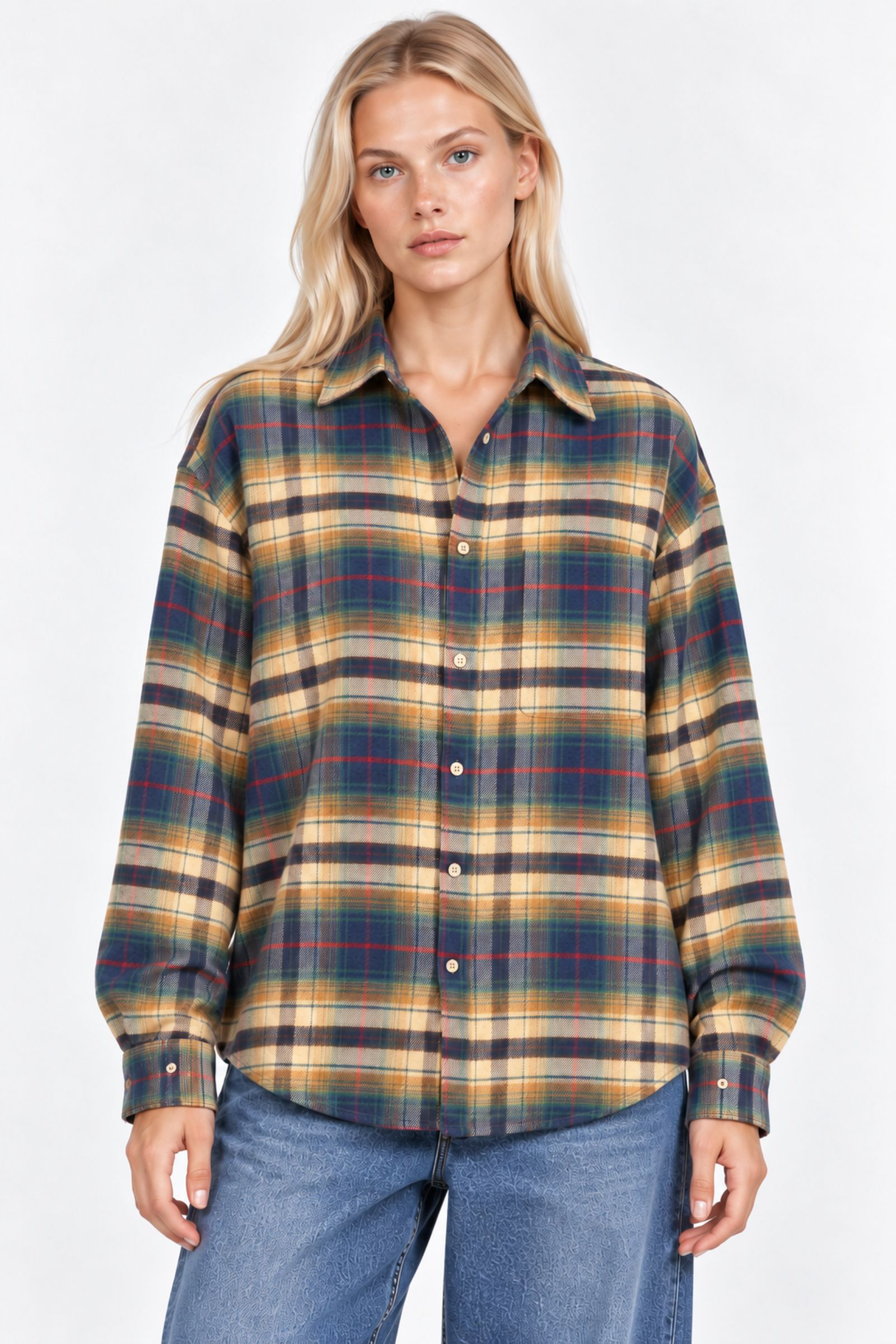 CAMICIA IN FLANELLA A QUADRI CON FRANGE - immagine 2