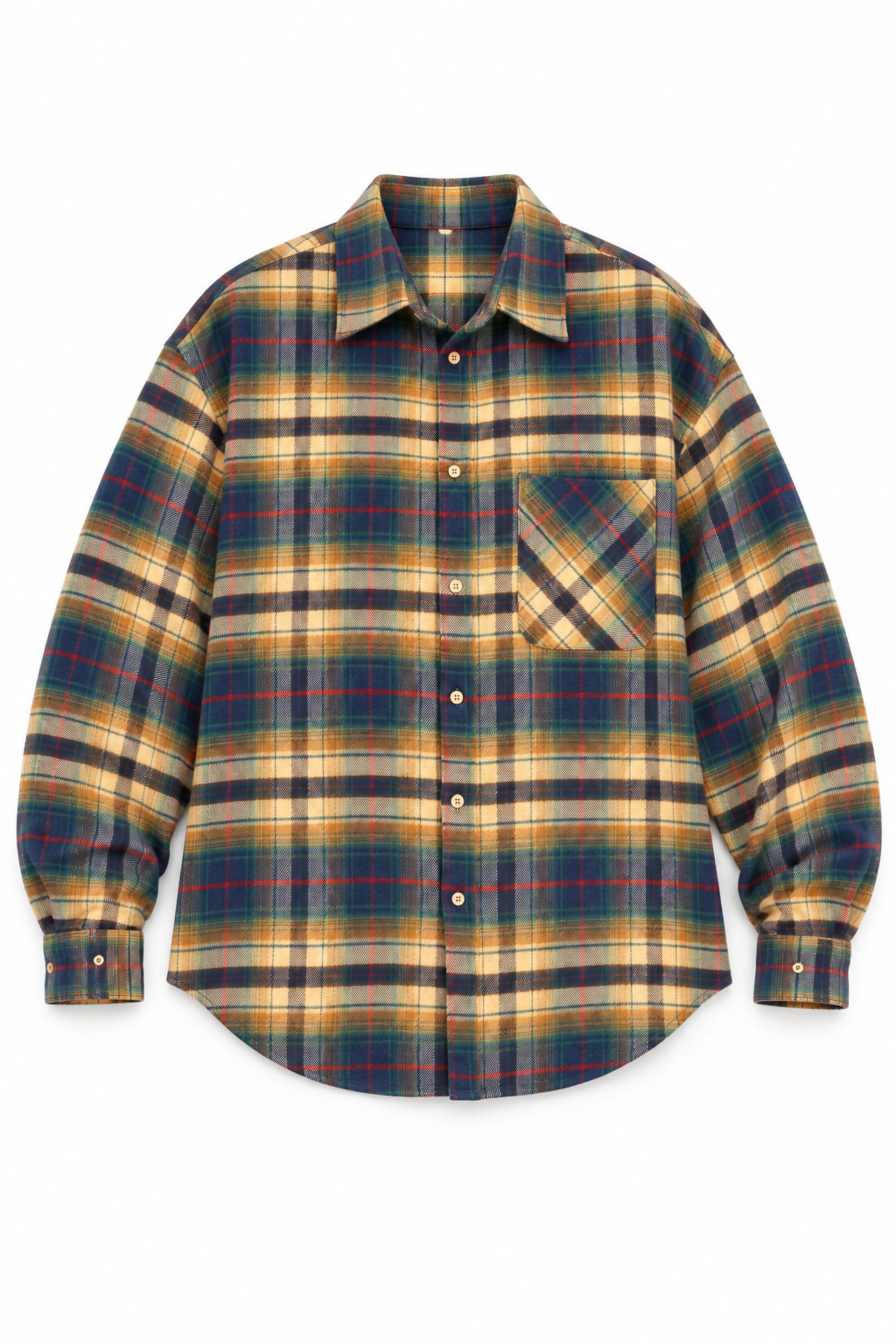17 CAMICIA IN FLANELLA A QUADRI CON FRANGE - Blu, TU